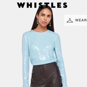 Whistles Light Blue Sequin Women's Top